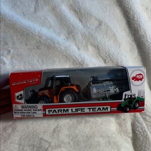 Farm Life Team by Dickie Toys metal diecast tractor w/plastic trailer-new